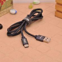 PTron Indigo USB To Type C Data Cable Jeans Cloth Sync Charging Cable For All Type C Smartphones