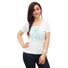 White Casual Stitched T-Shirt