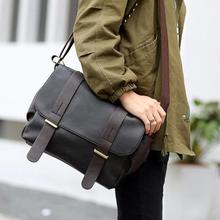 AUGUR Men Bag Shoulder Leather And Canvas Business Messenger Bag