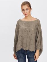 Loose Knit Scalloped Dolman Sweater