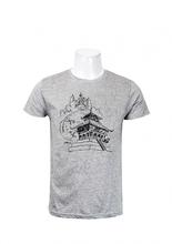 Wosa -  Round Neck Wear Grey/BlackTemple Design Cotton T-Shirt For Men