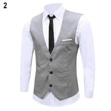 Men's Classic Formal Business Slim Fit Chain Dress Vest Suit