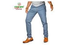 Virjeans Slim Fit Check Cotton Pant (VJC 691) Sky Blue