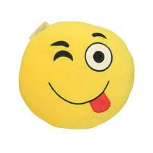 Yellow Wink Emoji Round Cushion - BS 101