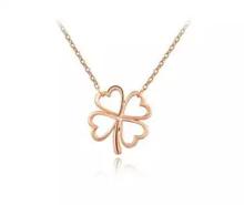 Rose Gold Toned Leaf Pendant Necklace For Women