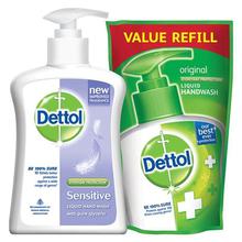 Dettol Handwash Pump Sensitive 200ml( Refill Pack Free)