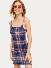 Plaid Bodycon Cami Dress