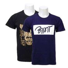 Cotton Printed T-Shirts For Men- Black/Blue