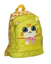 Yellow Checkered Kitty School Backpack For Girls