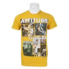 Mustard Yellow Printed Round Neck T-Shirt For Men