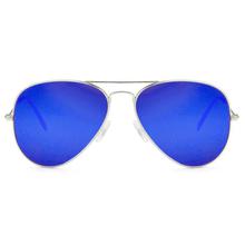 Aviator Flat Mirror Lense Sunglasses - Blue