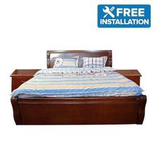 Sunrise Furniture Seesau Wood Carnes King Size Bed With 2 Side Table - Walnut