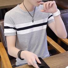 Round neck striped t-shirt_2018 summer men's short-sleeved