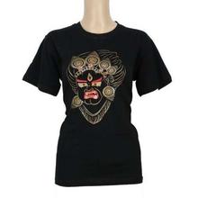 Round Neck Bhairab Printed 100% Cotton T-Shirt For Women- Black