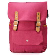 Burgundy Front Lock Pocket Retro Backpack For Women