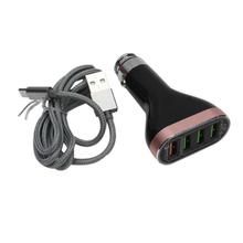 California House 6.6A Auto-ID 4-USB Port Car Charger - Black