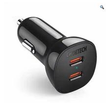 CHOETECH TC0008 PD 40W Dual USB-C Port Car Charger – Black -iSure