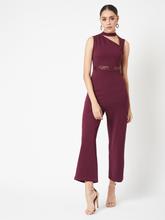 Hong Kong Vintage Cut Out Jumpsuit Wine  For Women