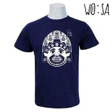 'Bhairab' Mask Printed T-Shirt- Blue