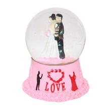 Pink Wedding Couple Water Globe