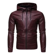 Men's Fashion Hooded PU Leather Jacket