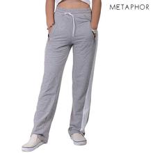 METAPHOR Grey Basic Contrast Plus Sized Trousers For Women - MJO3C