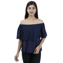 Navy Blue Off-Shoulder Top For Women-WTP4742