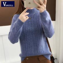 Vangull Half-Turtleneck Knitted Sweater Women Long Sleeve