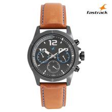 Fastrack 3169NL01 Black Dial Chronograph Watch For Men- Tan Brown