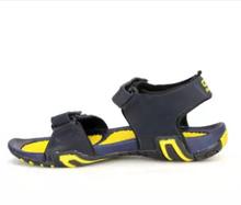 Blue/Yellow Velcro Strap Synthetic Slippers For Men