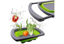 Kitchen Retractable Drain Basket Household Folding Drain Basket Rectangular Fruit and Vegetable Washing Basket