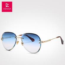 DENISA Fashion Blue Red Aviation Sunglasses Women Men Shades