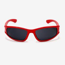 Oval Shaped Black Lens Sunglasses For Kids - Red