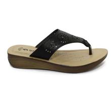 aeroblu Golden Laser Cut V-Strap Sandals For Women - LA04