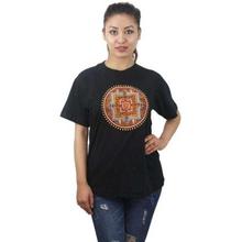 Black Mandala Printed 100% Cotton T-Shirt For Women - 07