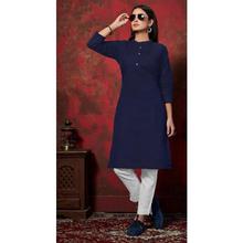 Plain Round Cut Buttoned Kurti For Women