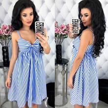 Women Summer Sexy Striped Spaghetti Strap Dress Ladies