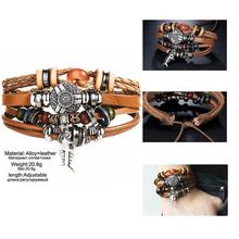 IF ME Vintage Pendent Fish Leather Bracelet For Men Multiple