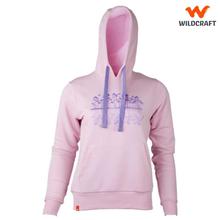 Wildcraft Printed Hoodie Sweatshirt For Women - Light Pink