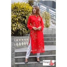 Red Ciffon Long Kurti For Women