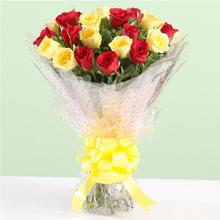 20 Red And Yellow Rose In A Cellophane Packing-F&P Bouquet 29