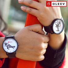 OLEEV Black King/Queen Couple Watches For Him/Her