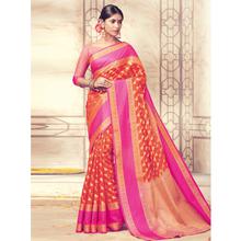 Stylee Lifestyle Orange Banarasi Silk Jacquard Saree (1845)