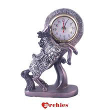 ARCHIES Silver Horse Clock Statue Décor