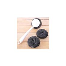 Kitchen Cleaning Brush Washing Tools Removable Steel Wire Ball Brush Pot Scourer With Handle