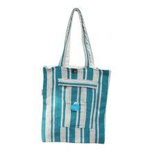 Blue/White Front Pocket Tote bag For Women
