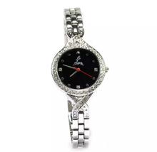 Supa Black Dial Silver Strap Fancy Watch For Women