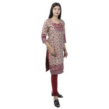 Red/Beige Floral Printed Woolen Vela Kurti And Leggings Set For Women
