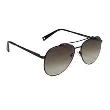 Flat Lens Black Metal Frame with Brown Gradient Oval Aviator Sunglasses