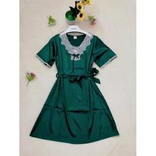 Green Satin Silk Nightwear Robe For Women